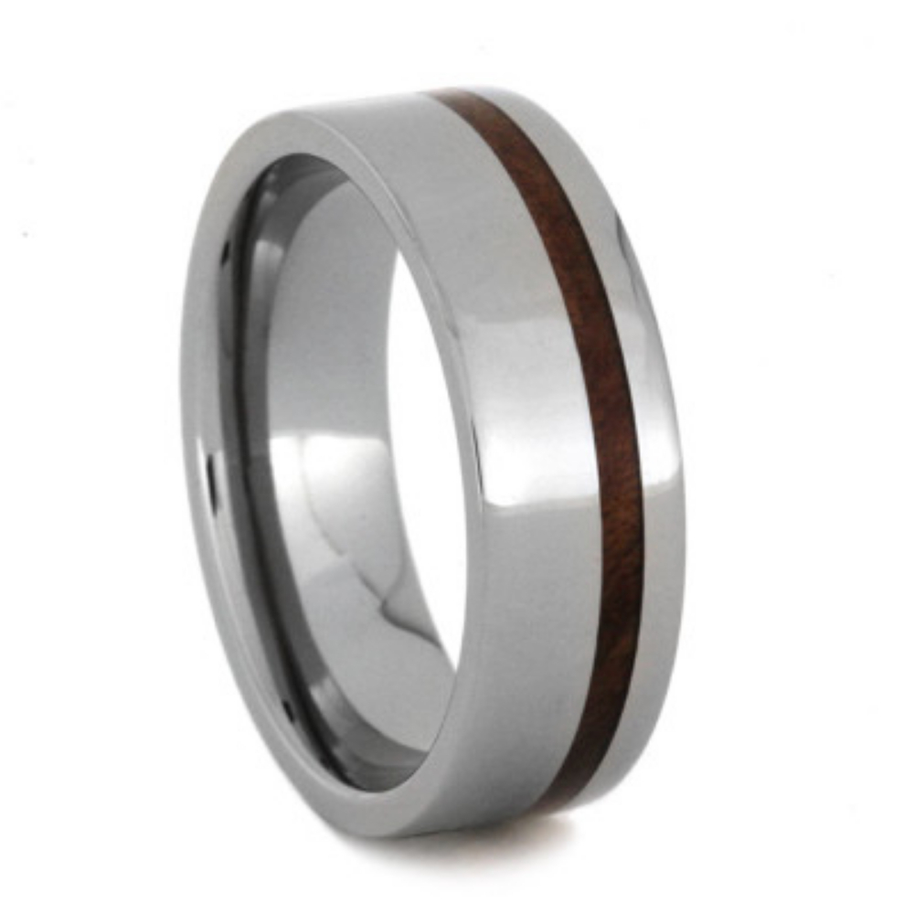 Ruby Redwood Inlay 7mm Comfort-Fit Polished Titanium Wedding Band