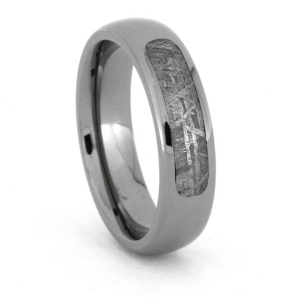 Gibeon Meteorite Round Ring 5mm Comfort-Fit Polished Titanium Wedding Band