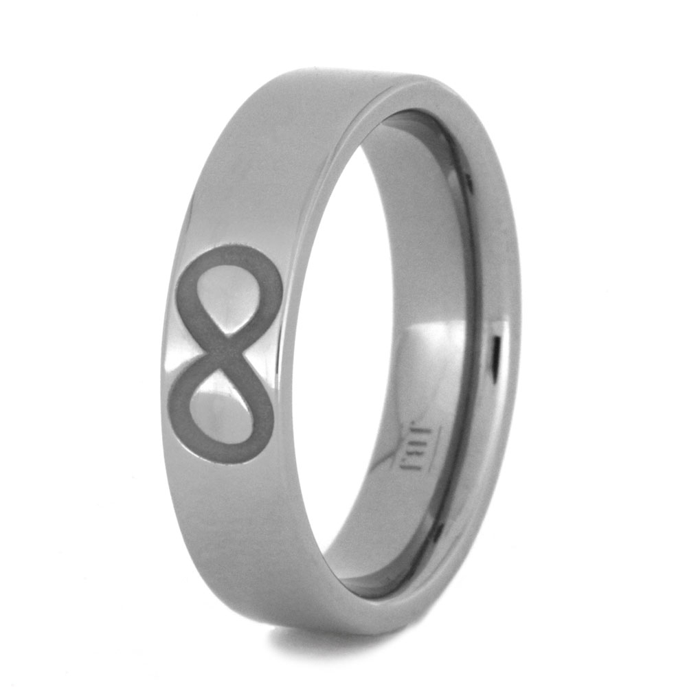 Jesus Fish, Trinity, Infinity Symbol Flat Ring 5mm Comfort-Fit Polished Titanium Band
