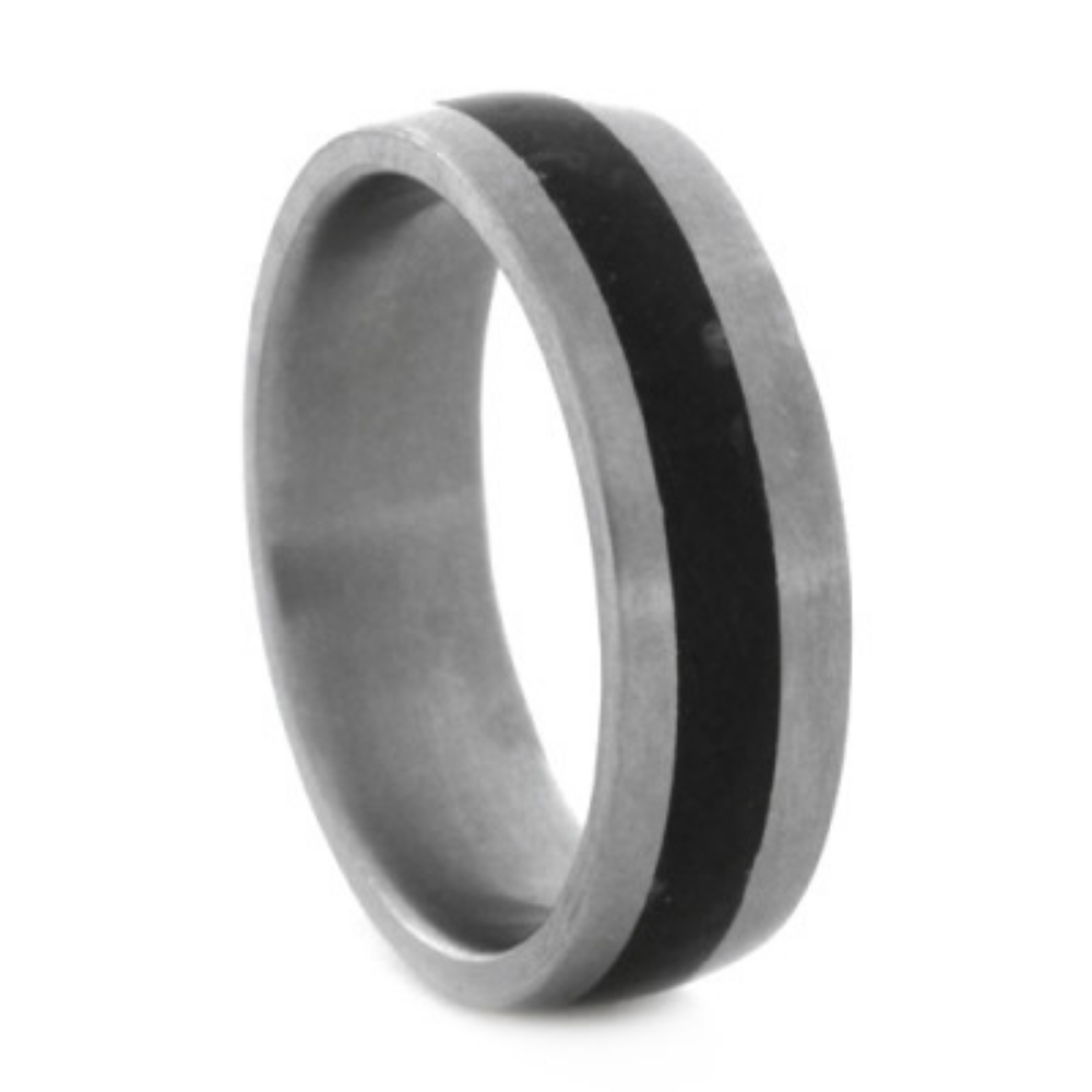 Dinosaur Bone Inlay 7mm Comfort-Fit Matte Titanium Wedding Band