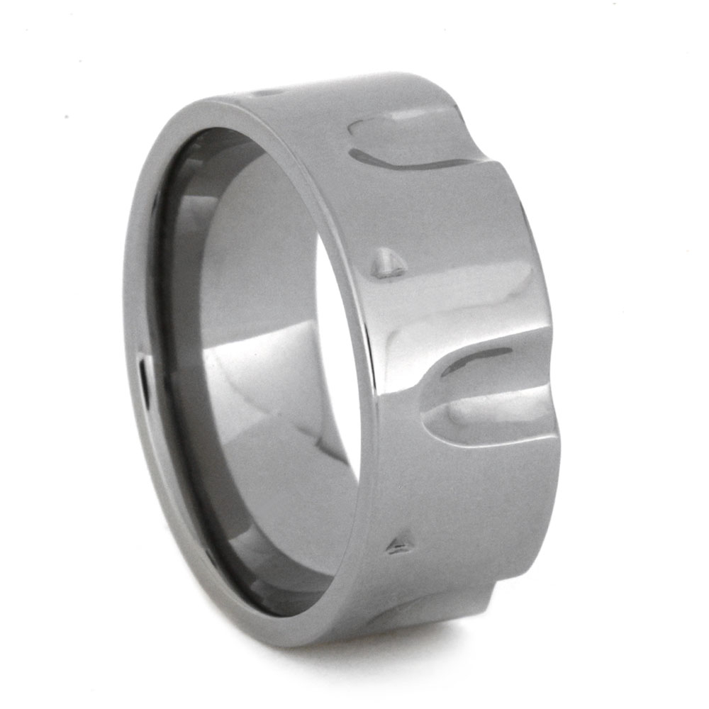 Titanium with Revolver Design Flat Gun Ring 9mm Comfort-Fit Band