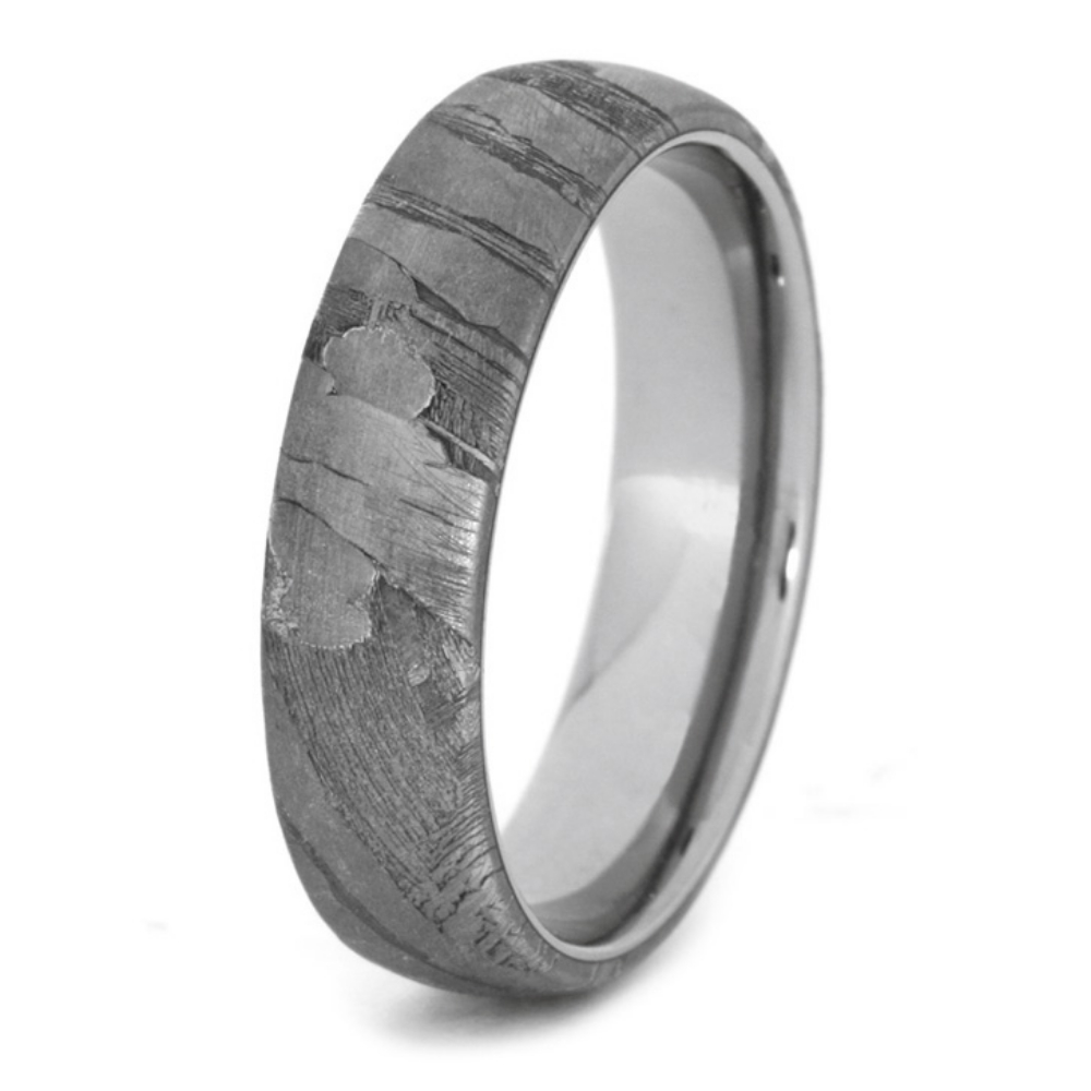 Seymchan Meteorite Overlay 5mm Comfort-Fit Matte Titanium Wedding Band