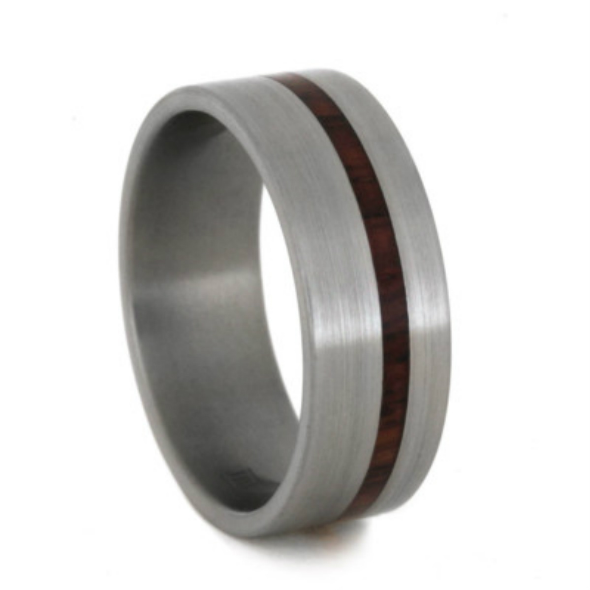 Honduran Rosewood Pinstripe Inlay 8mm Comfort-Fit Brushed Titanium Band