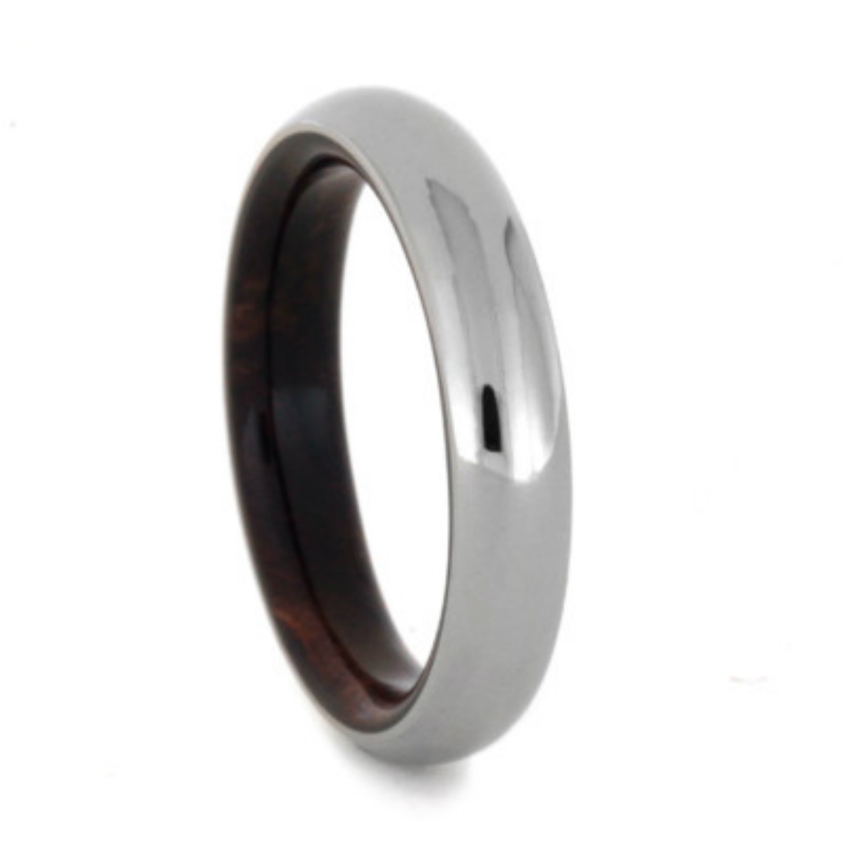 Honduran Rosewood Burl with Exotic Wood Sleeve 4mm Comfort Fit Titanium Wedding Band