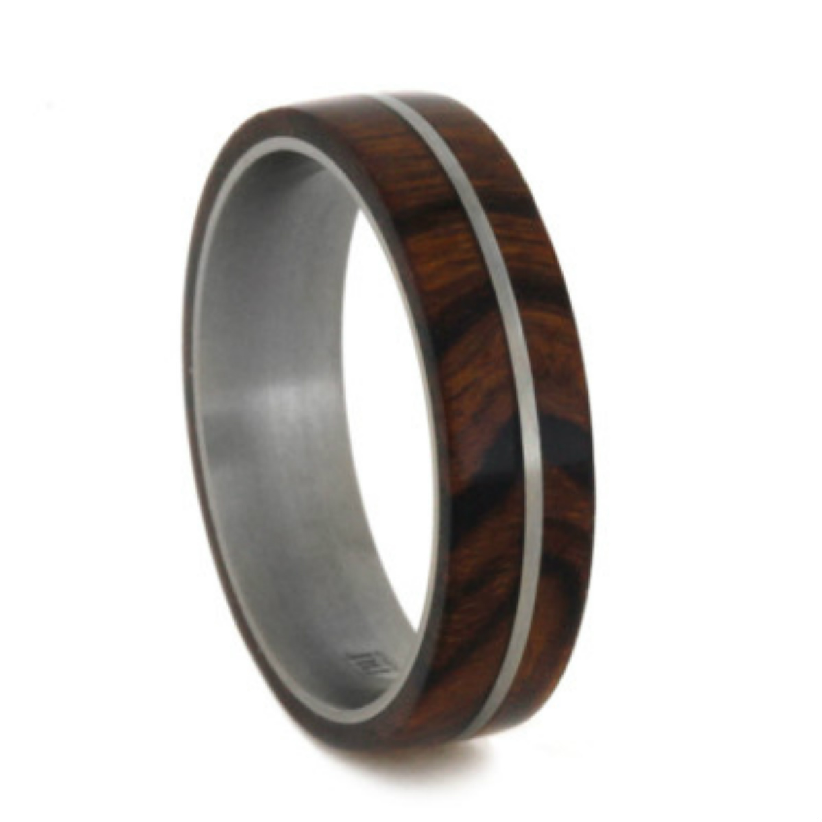 Ironwood Inlay 5mm Comfort-Fit Titanium Wedding Band