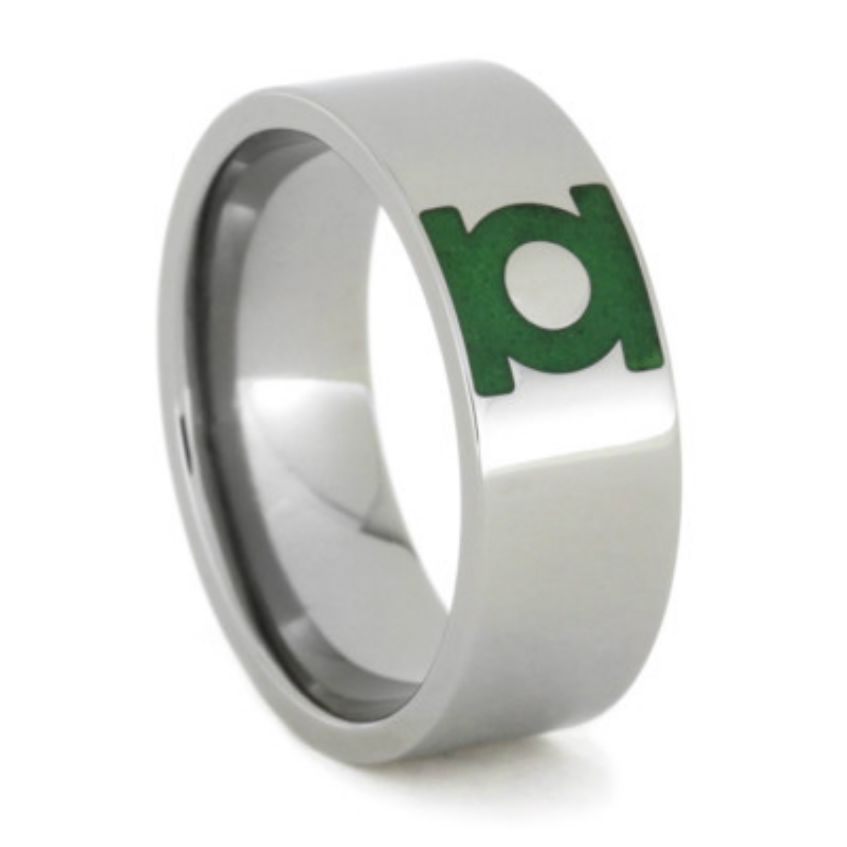 Green Lantern Glow-in-the-Dark Enamel 6mm Comfort-Fit Titanium Band