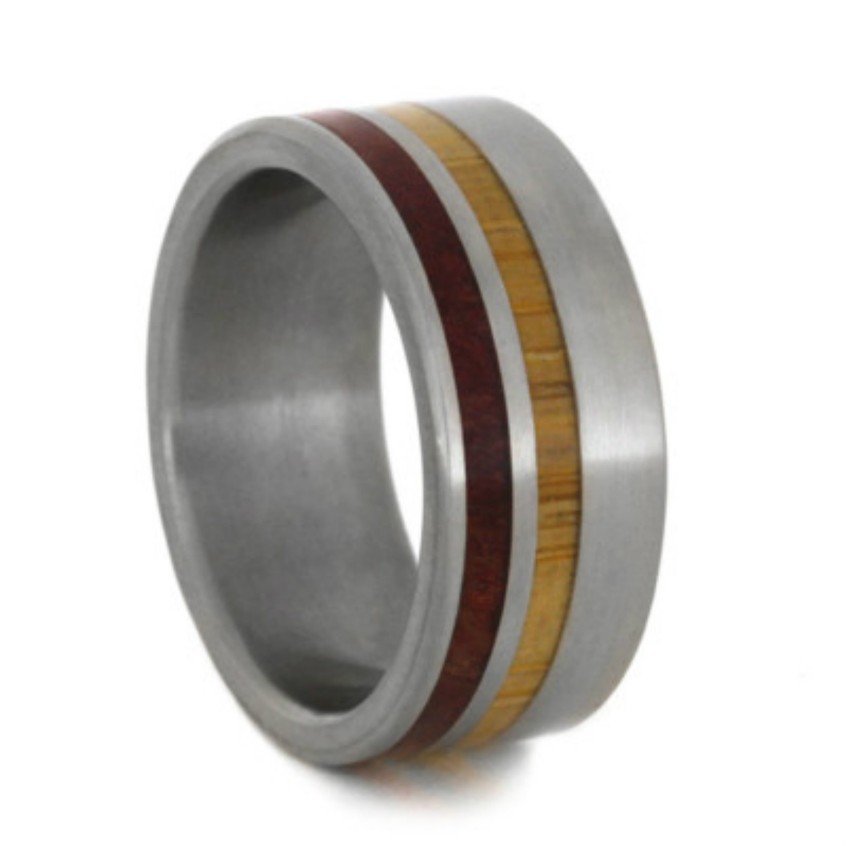 Ruby Redwood And Bamboo 8mm Comfort-Fit Titanium Band