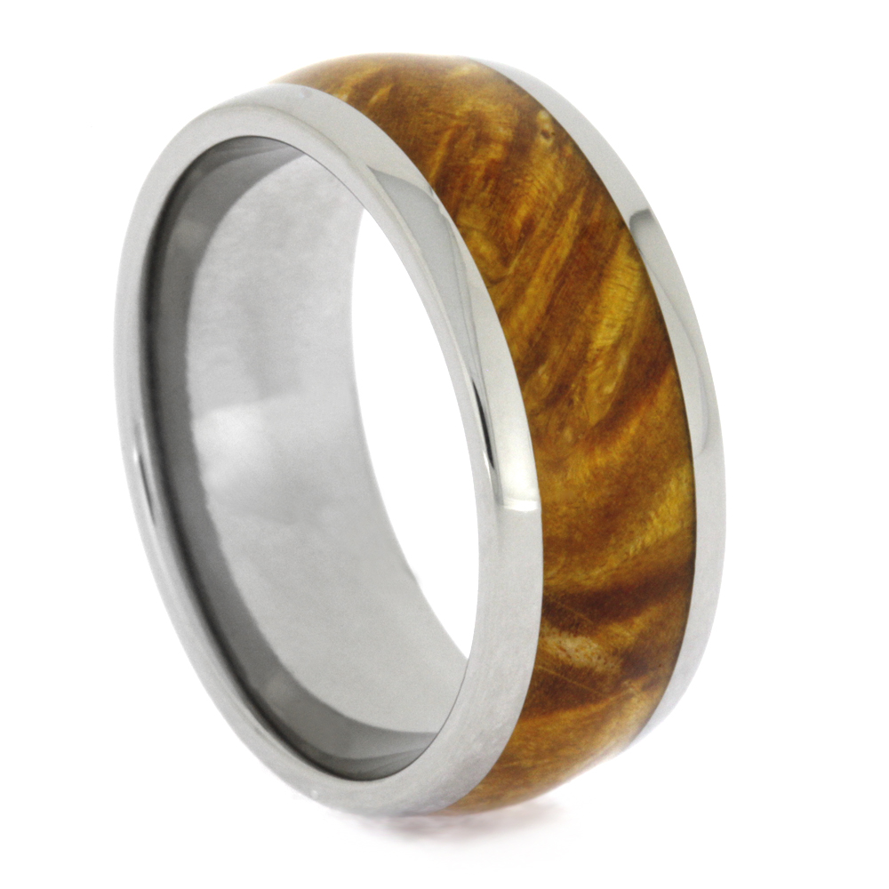 Gorgeous hand-made gold box elder titanium band.