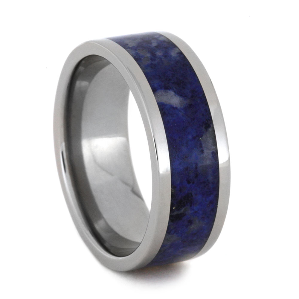 Lapis Lazuli Comfort Fit Titanium Band, size 12.
