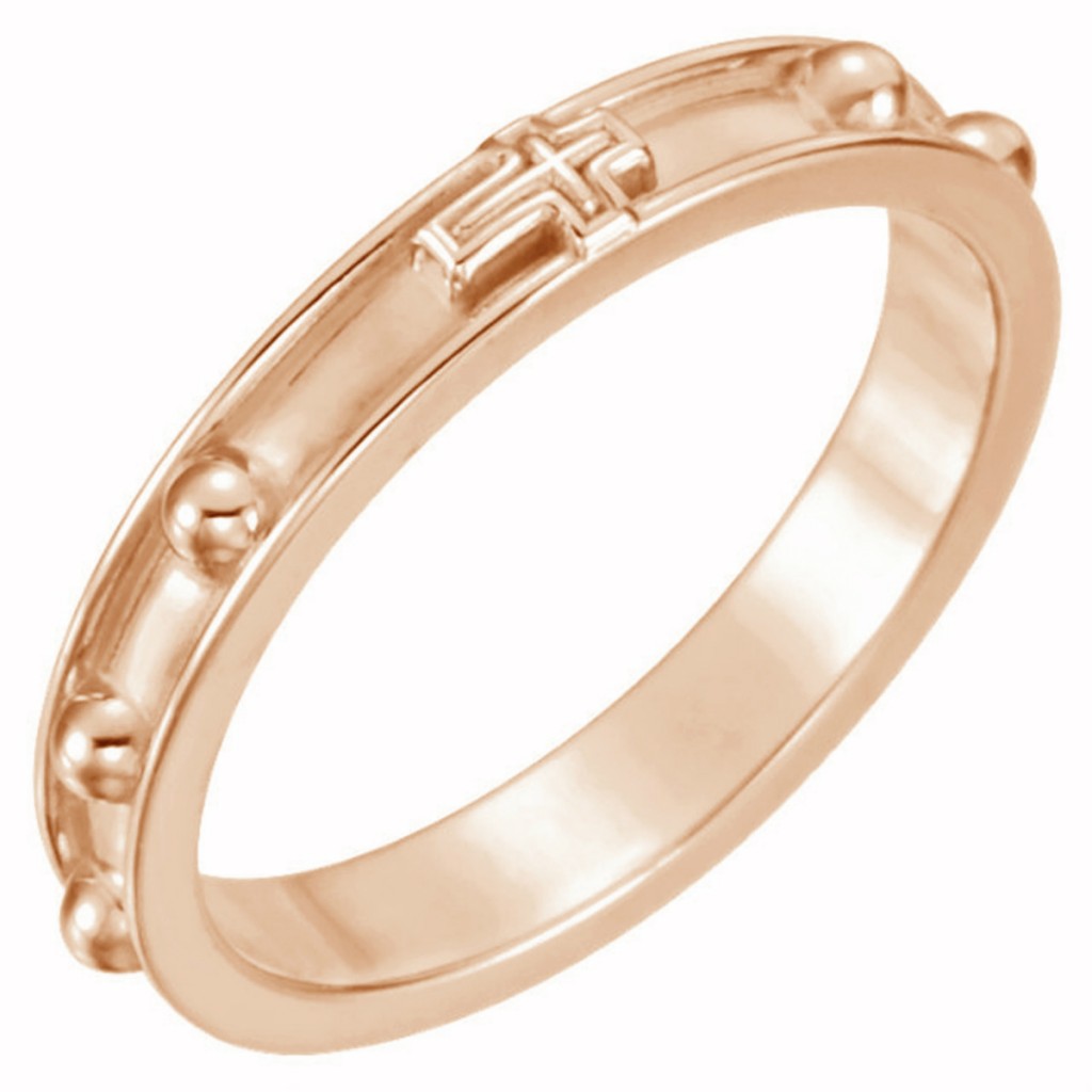 14k Rose Gold Rosary Ring, 3.25mm. 