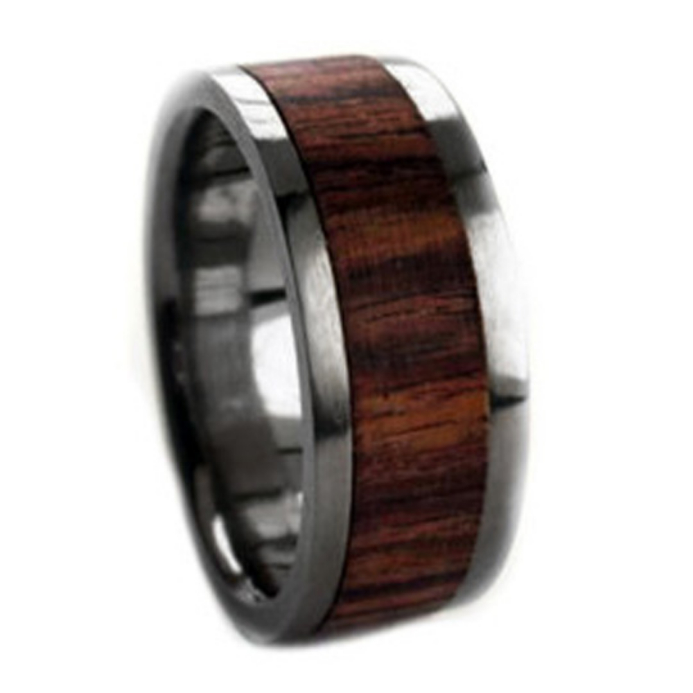 Kingwood Inlay 8mm Comfort Fit Polished Titanium Band