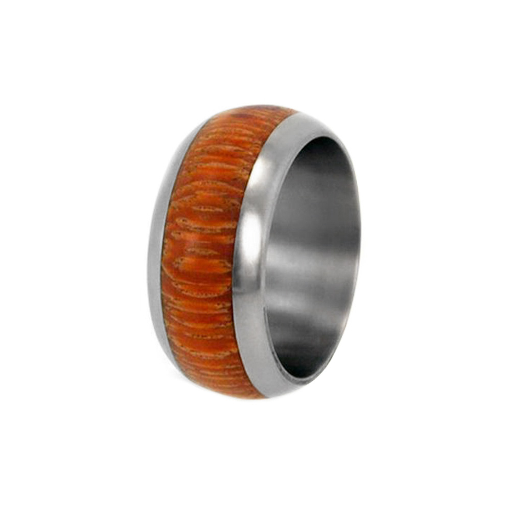 Marble Wood Inlay 10mm Comfort Fit Titanium Wedding Band.