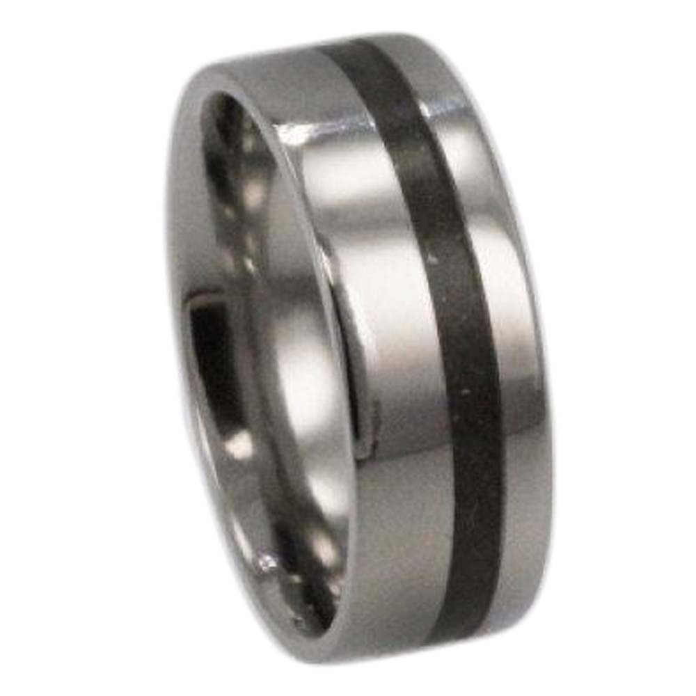 Pet Ashes Inlay 8mm Comfort Fit Polished Titanium Band