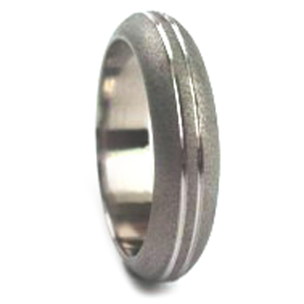 Titanium Ring Inaly 4mm Comfort Fit Sandblasted Titanium Wedding Band