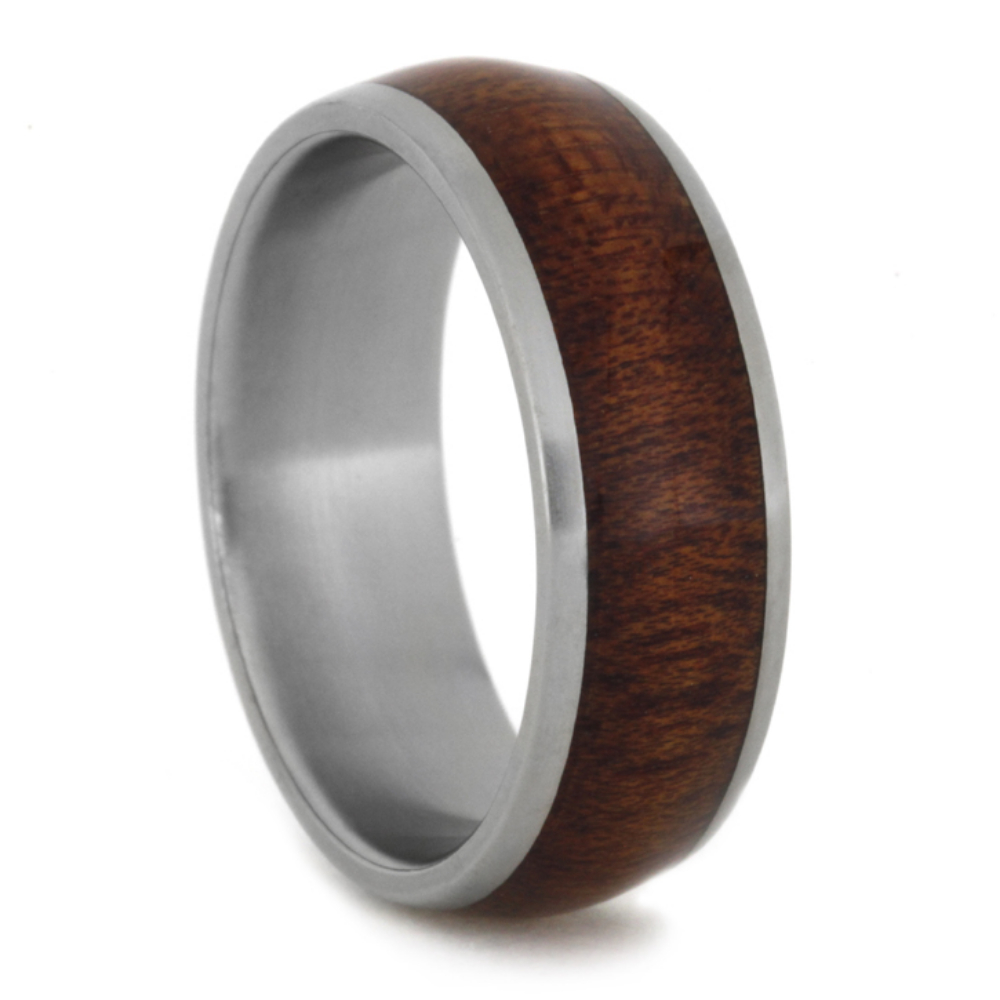 Bloodwood Inlay 8.25mm Comfort-Fit Matte Titanium Band