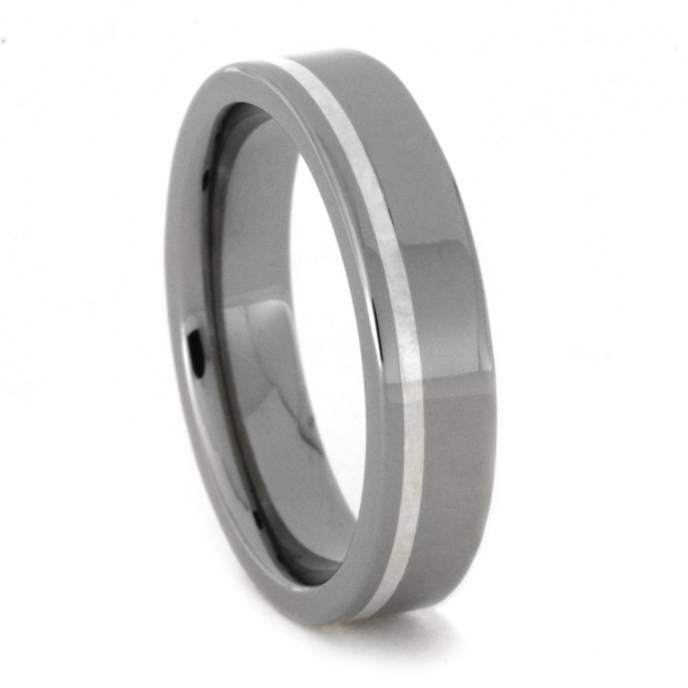 Silver Flat Ring 4.5mm Comfort-Fit Polished Titanium Band and Sizing Ring, Size 7.5