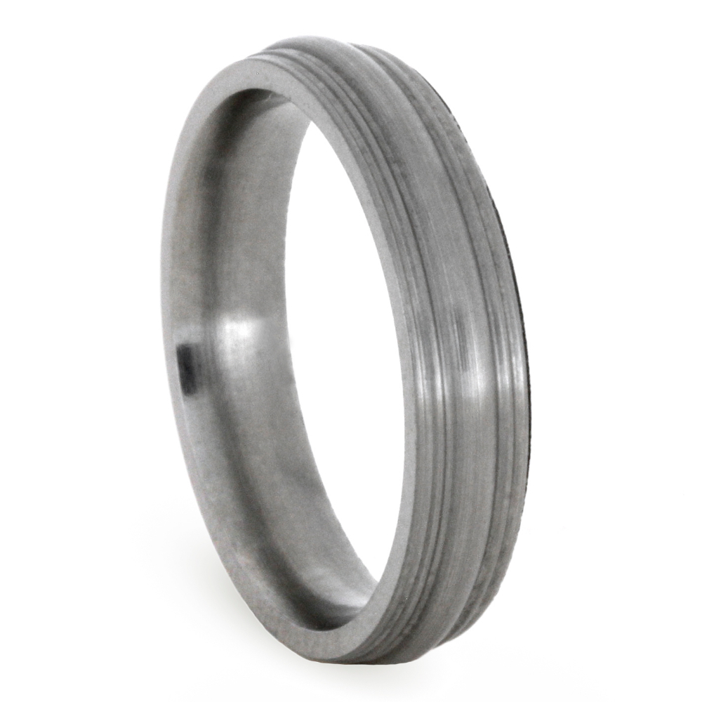 Custom Grooved 4mm Comfort-Fit Matte Titanium Band.