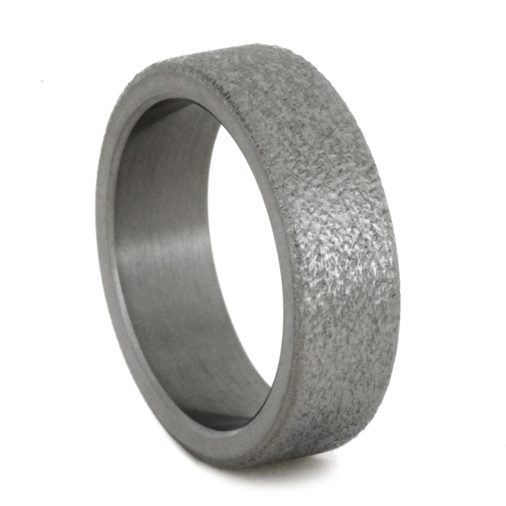 Deep Frosted Overlay 6mm Comfort-Fit Titanium Flat Wedding Band