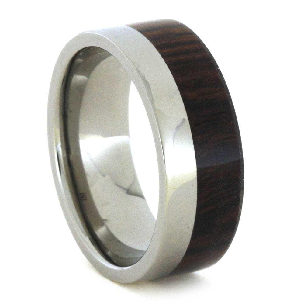 Flat Ironwood 8mm Comfort-Fit Polished Titanium Ring