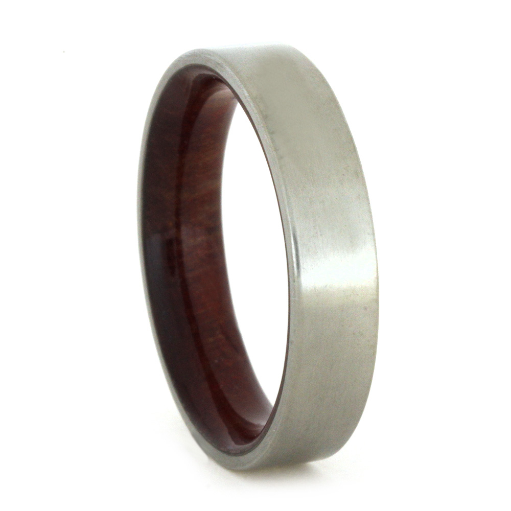 Wood Sleeves with Titanium OverLay 5mm Comfort-Fit Matte Titanium Band