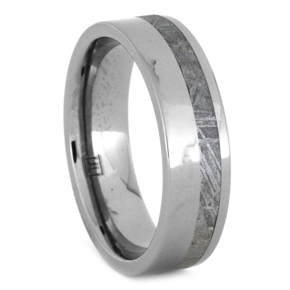 Gibeon Meteorite Flat Edge 6mm Comfort-Fit Polished Titanium Band