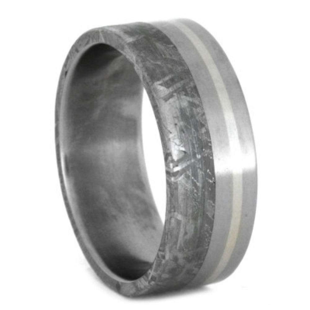 Palladium with Meteorite 8mm Comfort-Fit Matte Titanium Flat Band