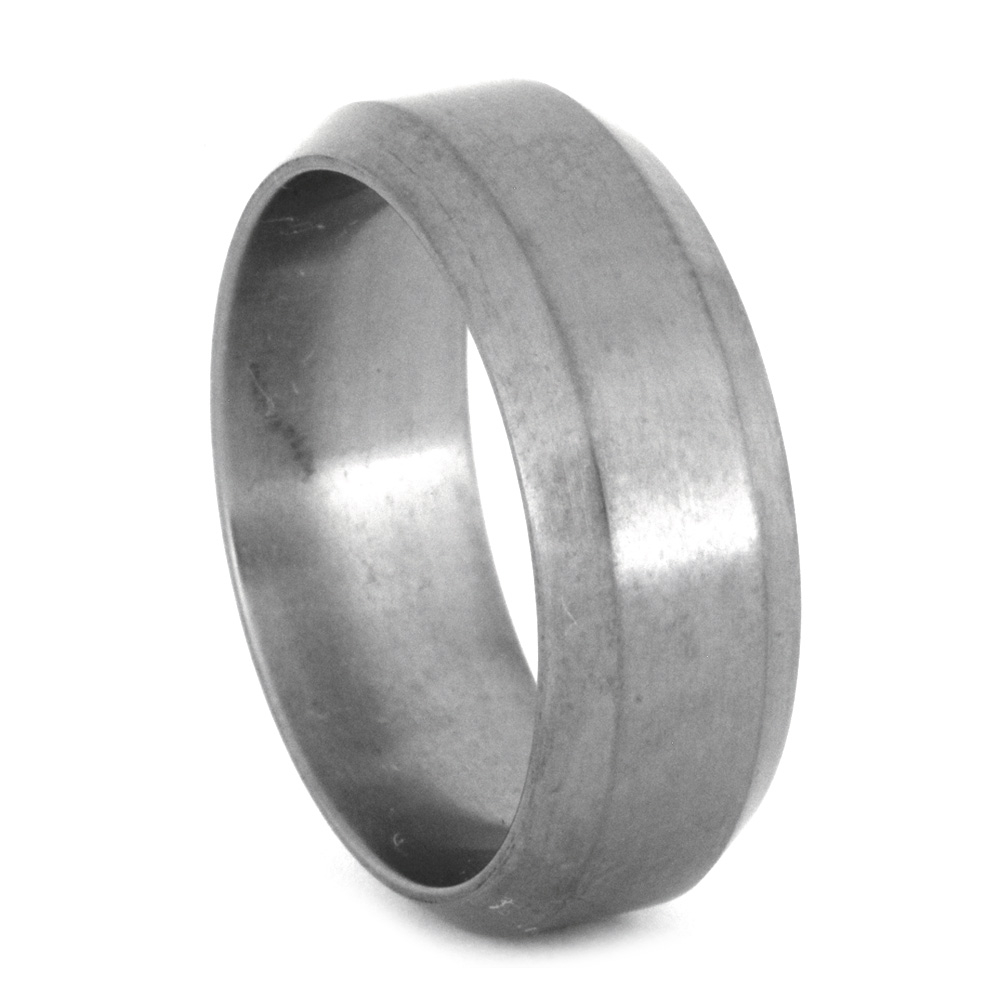 Beveled Slightly Domed 8mm Comfort-Fit Matte Titanium Band