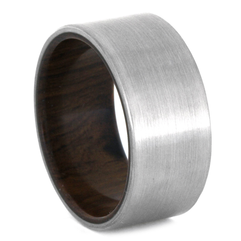 Flat Ironwood Ring 10mm Comfort-Fit Brushed Titanium Ring
