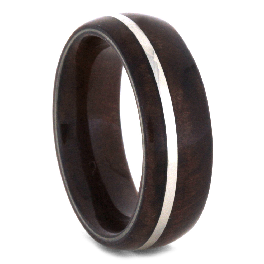 Wood Sleeve with Titanium Pinstripe Inlay 8mm Comfort-Fit Band