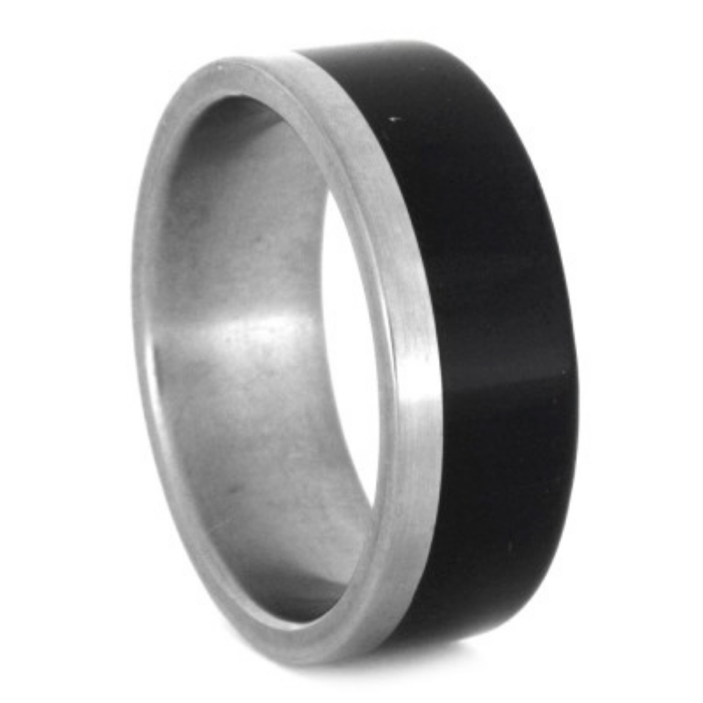 Bold Wood with Titanium Sleeves 8mm Comfort-Fit Matte Titanium Band