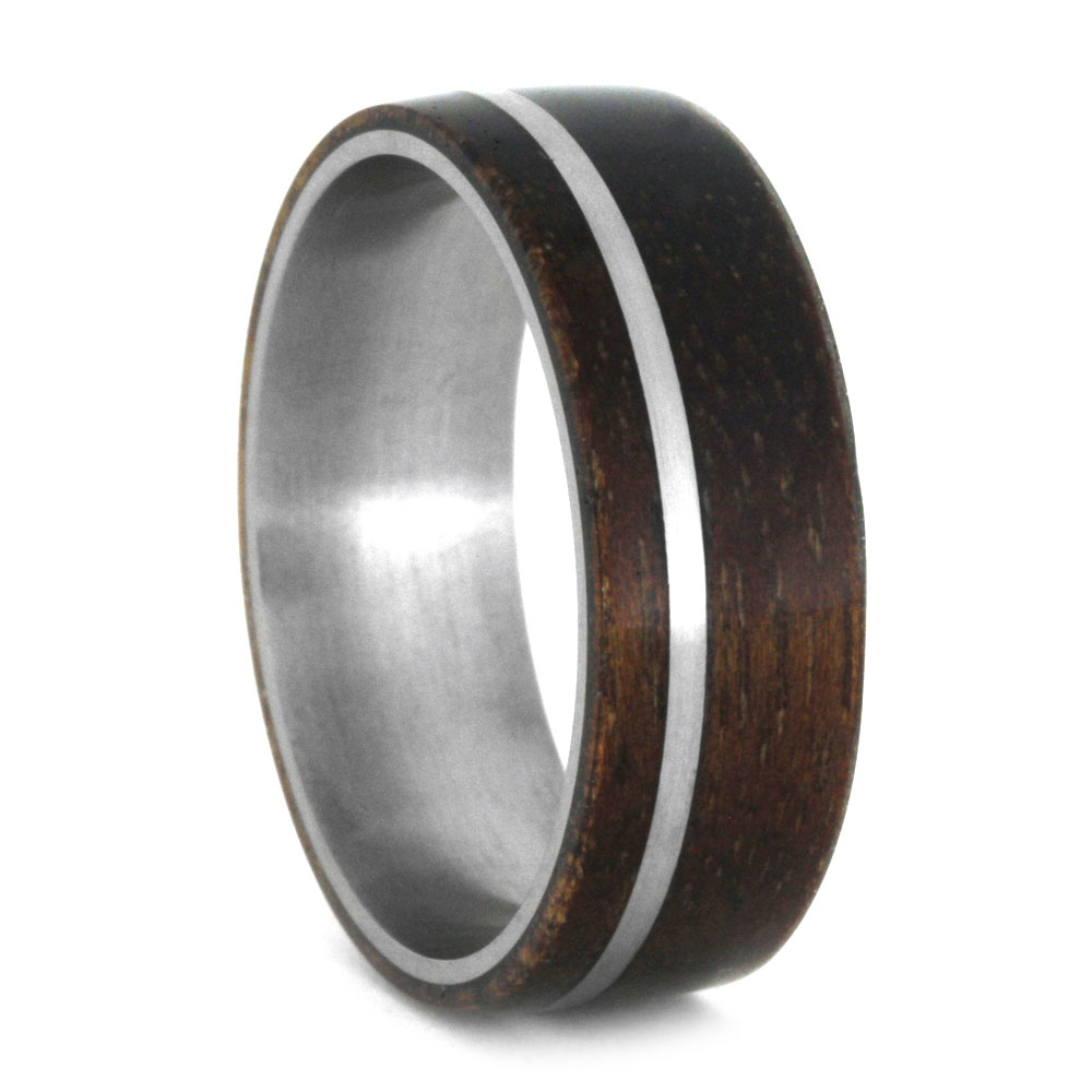 Ironwood with Titanium Pinstripe Inlay 8mm Comfort-Fit Matte Titanium Band 