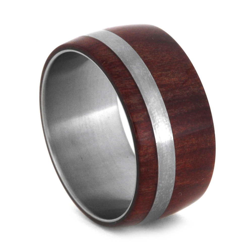 Ruby Redwood with Titanium Pinstripe 12mm Comfort-Fit Matte Titanium Band