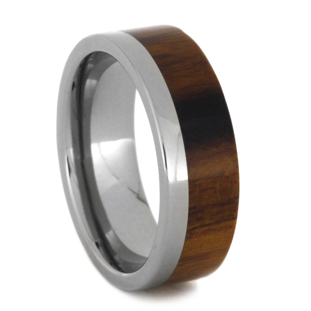 Ironwood with Titanium Sleeve Overlay 7mm Comfort-Fit Titanium Flat Band