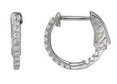  CZ Inside-Outside Hoop Earrings, Sterling Silver.