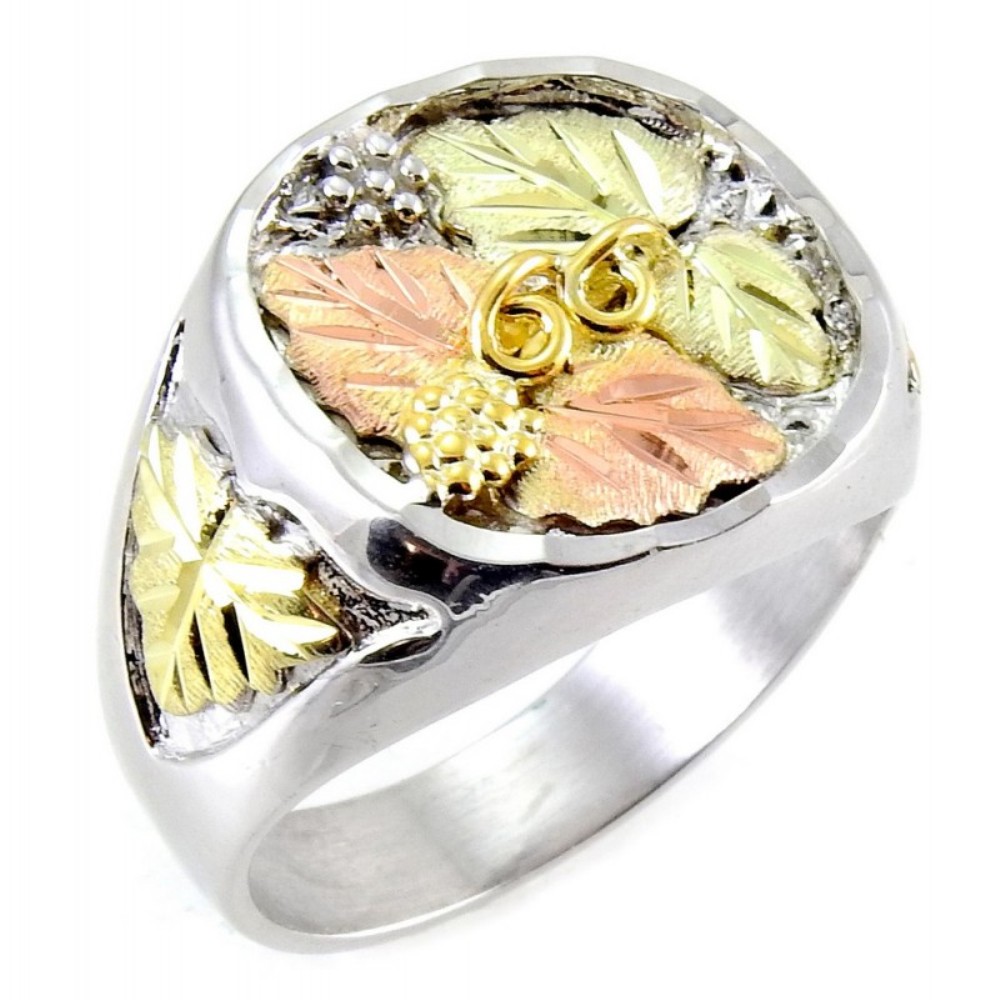 Mens Leaves Ring , Sterling Silver