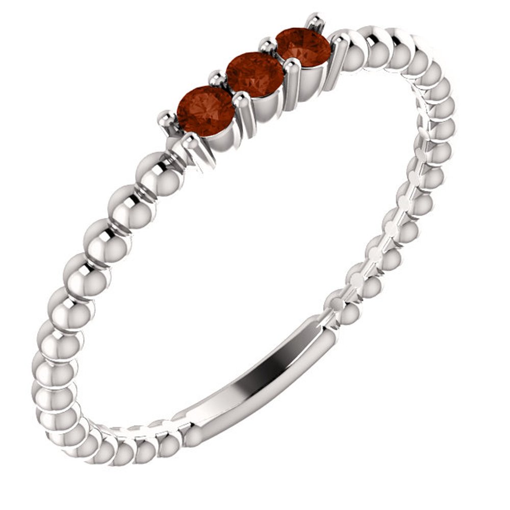 Mozambique Garnet Beaded Ring, Rhodium-Plated 14k White Gold
