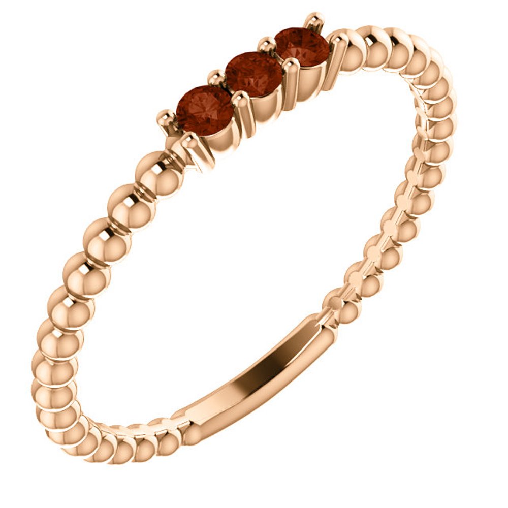 Mozambique Garnet Beaded Ring, 14k Rose Gold
