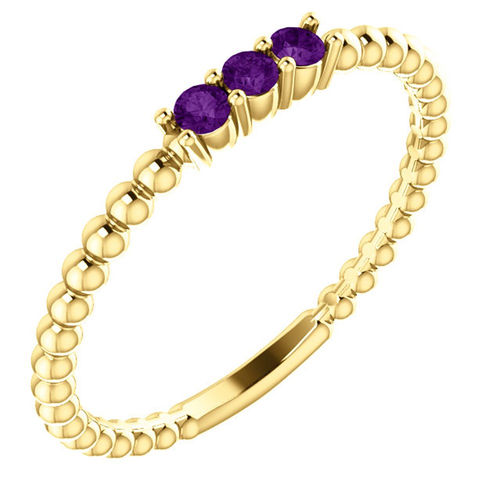 Amethyst Beaded Ring, 14k Yellow Gold
