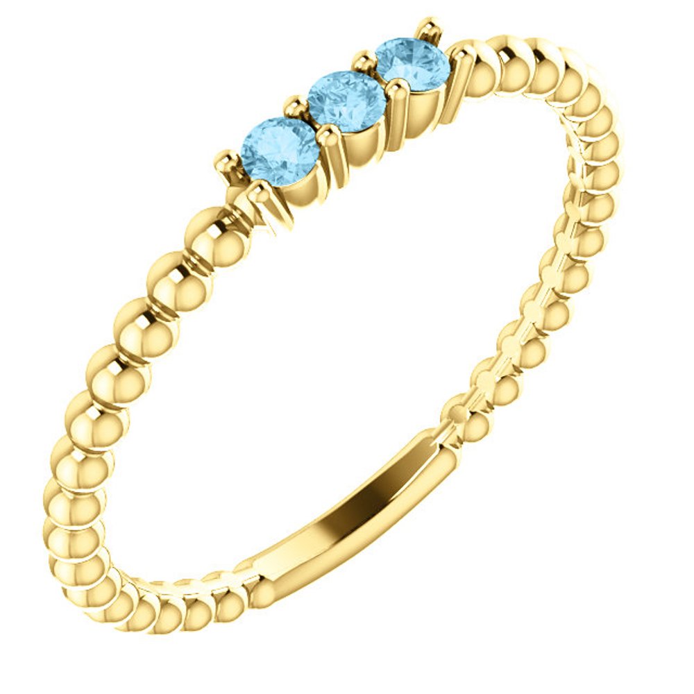 Aquamarine Beaded Ring, 14k Yellow Gold
