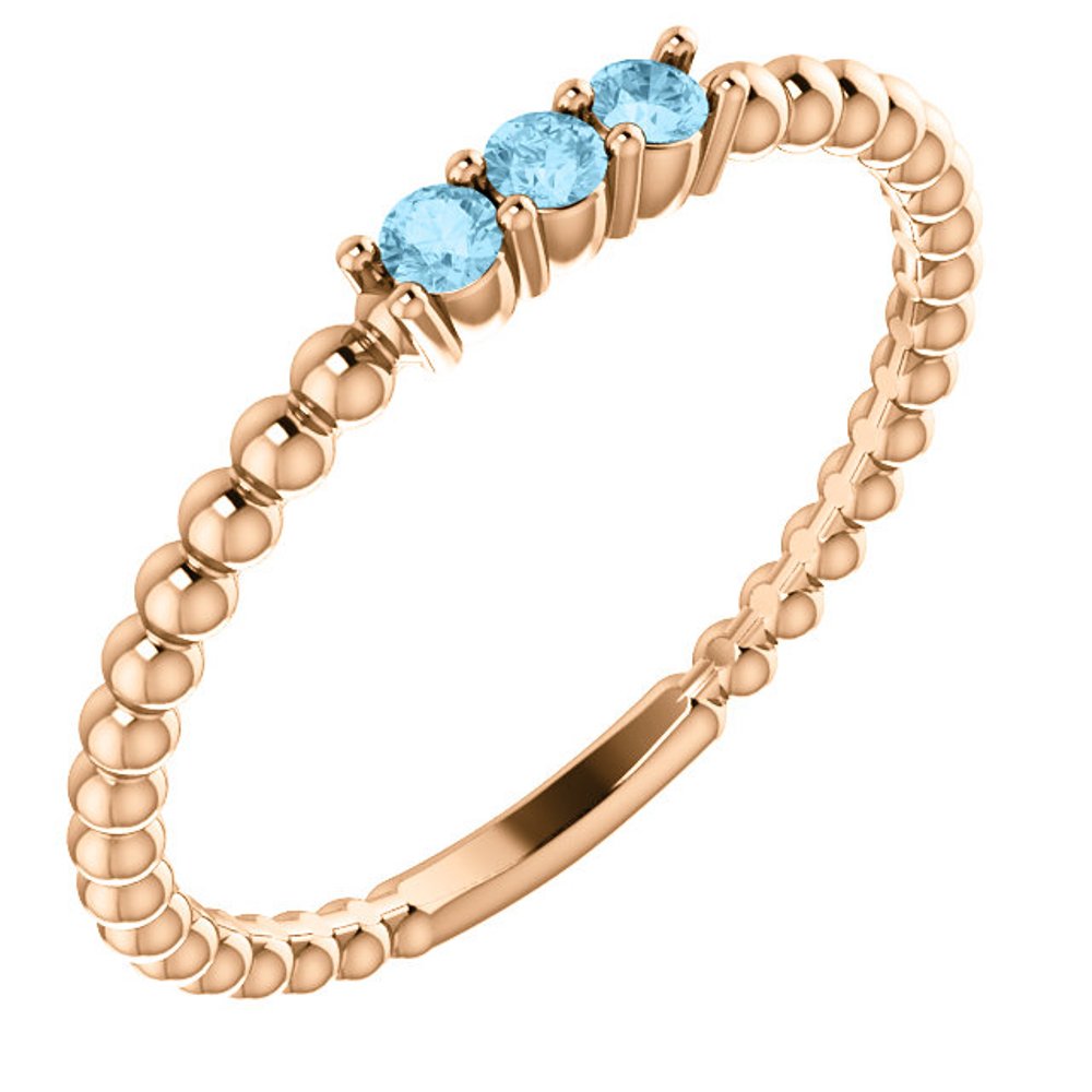 Aquamarine Beaded Ring, 14k Rose Gold
 
