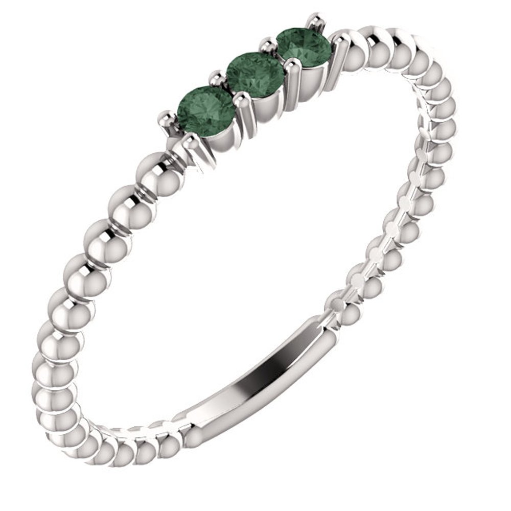 Alexandrite Beaded Ring, Rhodium-Plated 14k White Gold
