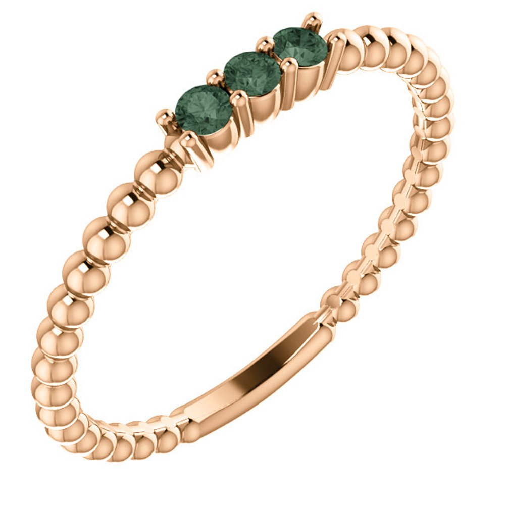 Created Alexandrite Beaded Ring, 14k Rose Gold