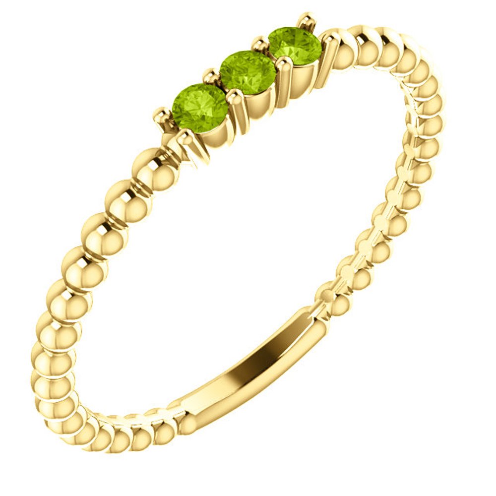 Peridot Beaded Ring, 14k Yellow Gold
