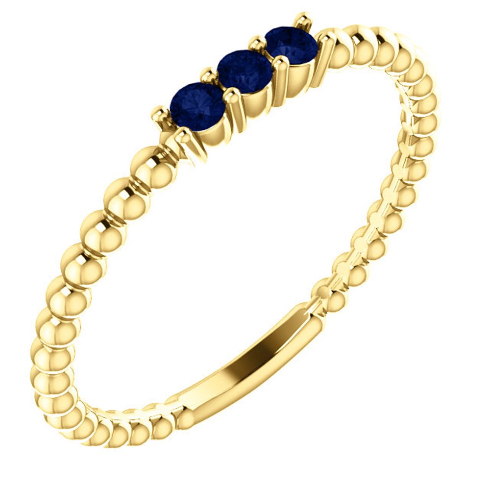 Blue Sapphire Beaded Ring, 14k Yellow Gold
