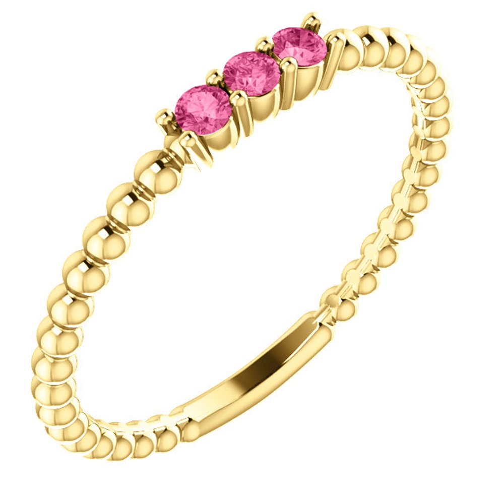 Pink Tourmaline Beaded Ring, 14k Yellow Gold

