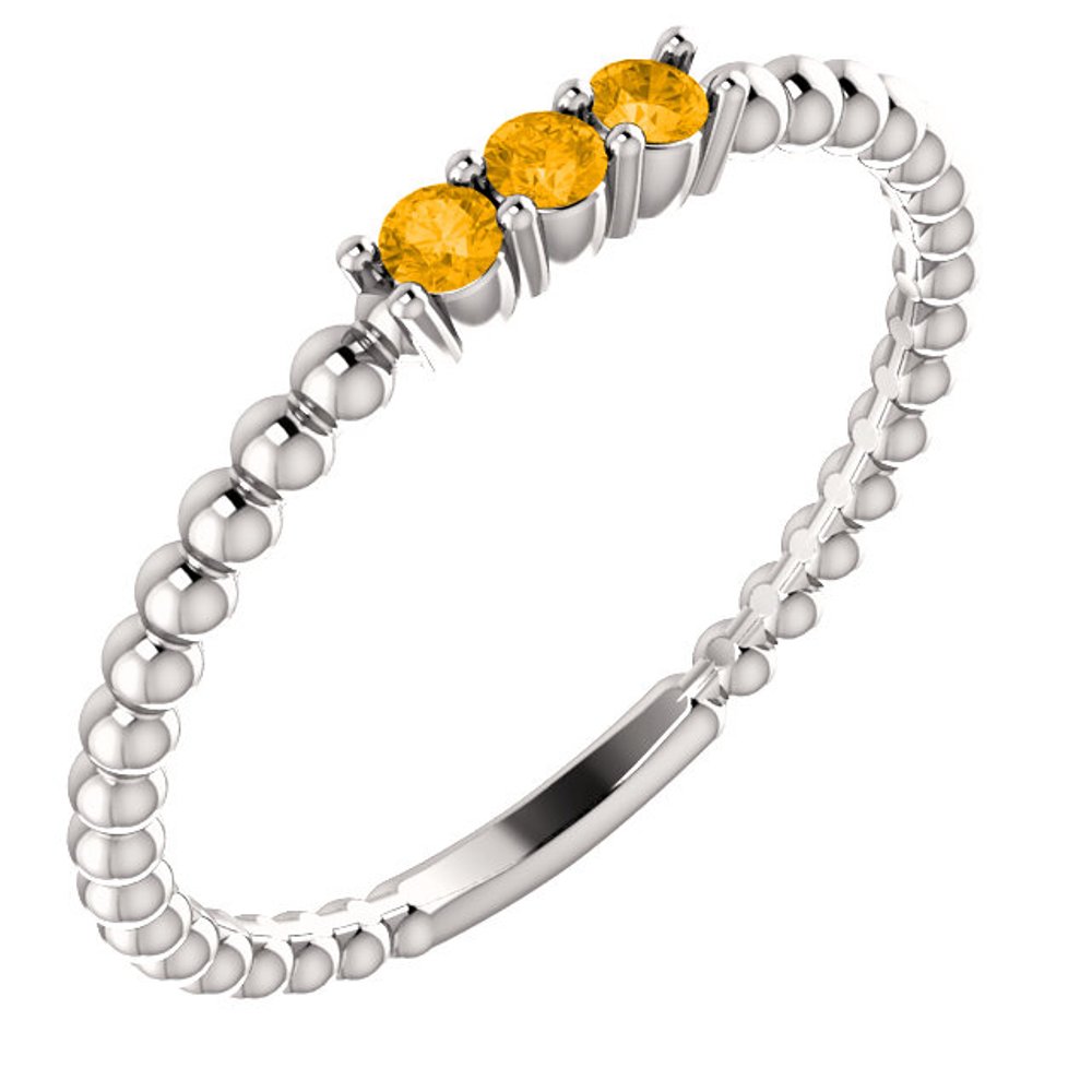 Citrine Beaded Ring, Rhodium-Plated 14k White Gold
