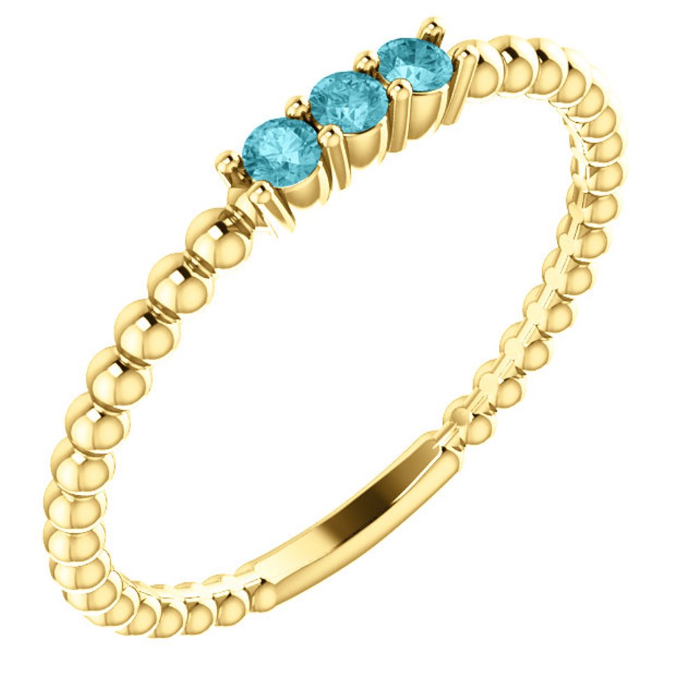Blue Zircon Beaded Ring, 14k Yellow Gold

