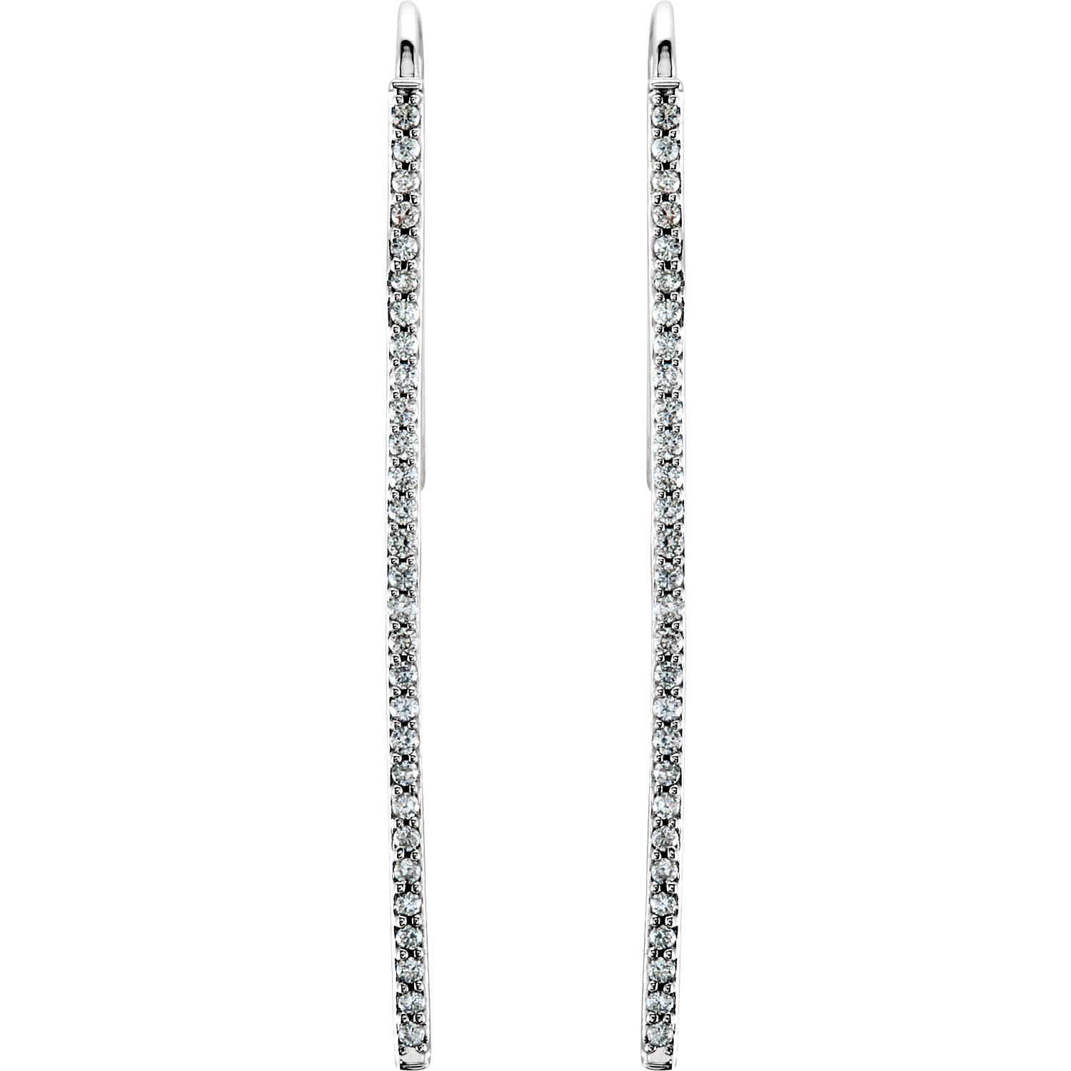 14K White 1/4 CTW Diamond Vertical Bar Earrings.