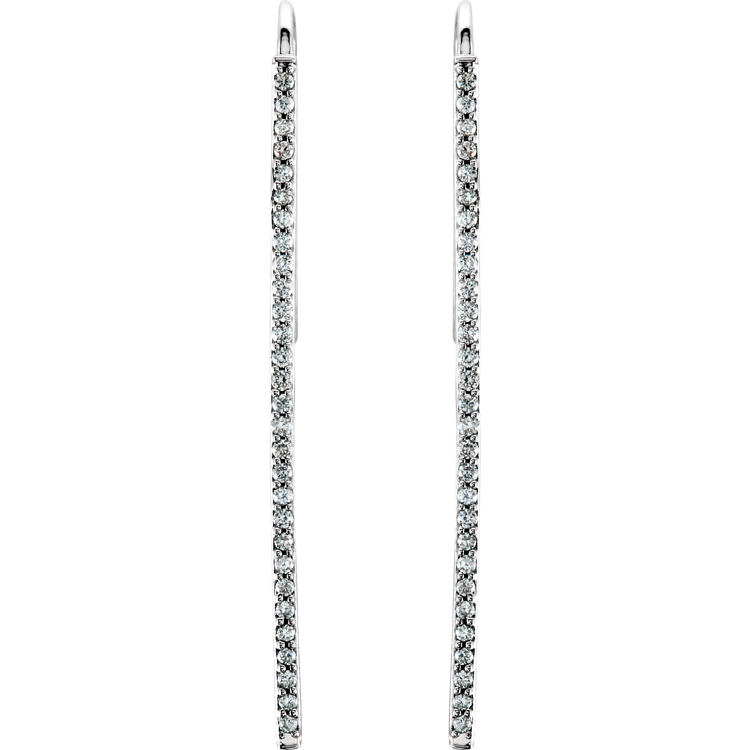 14K White 1/4 CTW Diamond Vertical Bar Earrings.