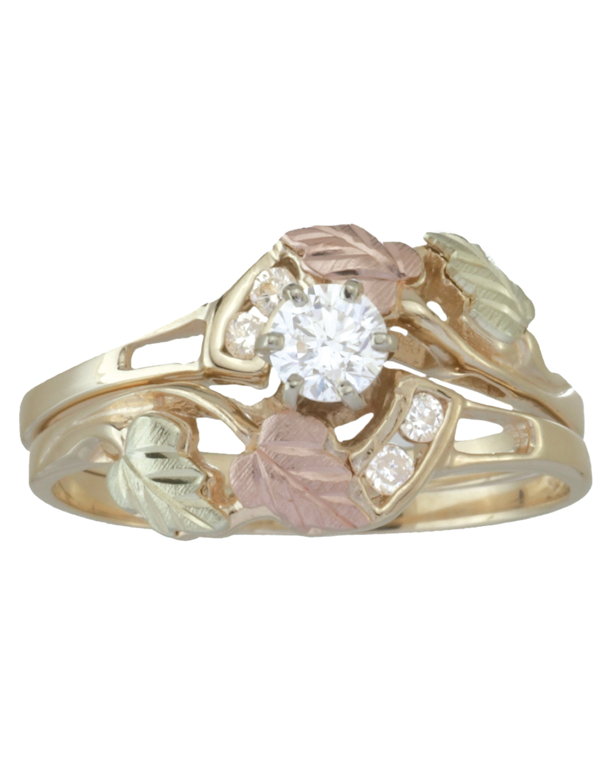 Diamond Engagement Wedding Ring Set, 10k Yellow Gold